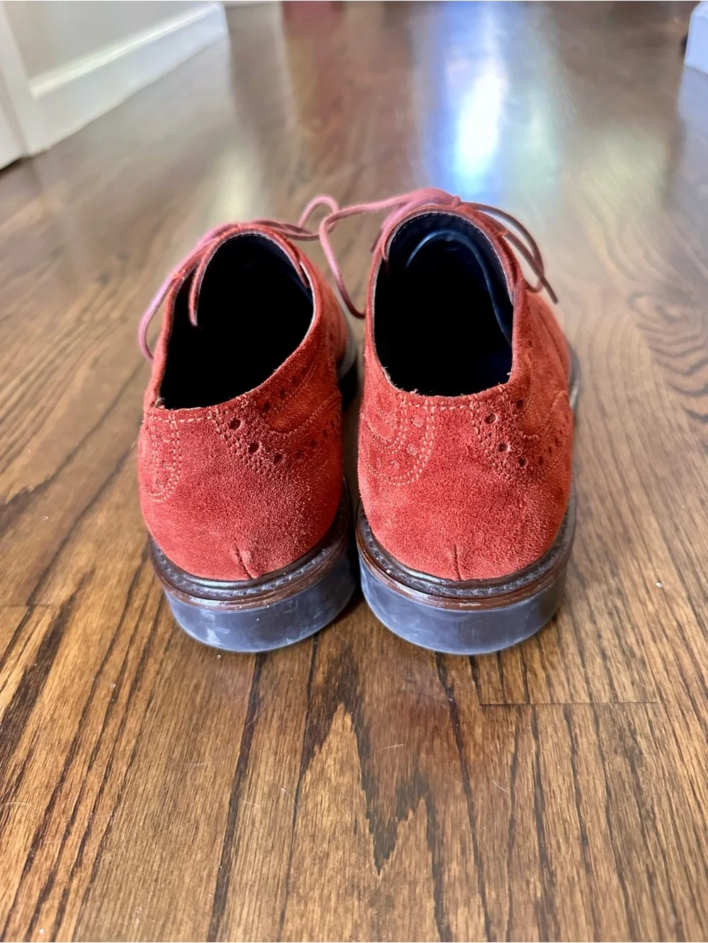 Donald J. Pliner Men’s Red-Brown Suede Brogue Oxfords Habick 23 size 8.5
